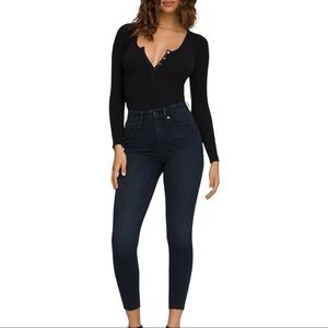 Good American Good Waist Crop Raw Hem Jeans